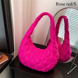 Fashion Women Large Capacity Quilted Tote Bags Down Cotton Padded Shoulder Bags Girls Underarm Bags Puffy Handbags