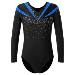 Children Gymnastics Ballet Dance Leotard Set Shiny Rhinestone Long Sleeve Jumpsuit with Shorts Outfits for Girls Sport Dance