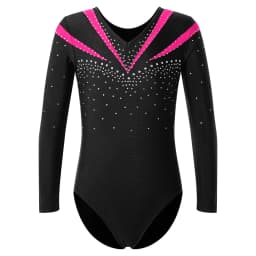 Children Gymnastics Ballet Dance Leotard Set Shiny Rhinestone Long Sleeve Jumpsuit with Shorts Outfits for Girls Sport Dance