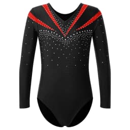 Children Gymnastics Ballet Dance Leotard Set Shiny Rhinestone Long Sleeve Jumpsuit with Shorts Outfits for Girls Sport Dance