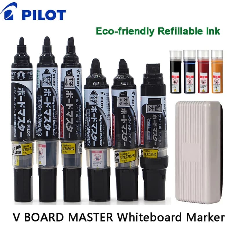Pilot High Capacity Marking Pen Professional for White Board, Ultra-clean Erasing Water-based Replaceable Ink Idea Organizer Set
