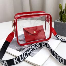 Transparent Crossbody Bag for Women Candy Color Letter Fashion Shoulder Bag PVC Transparent Jelly Bag Small Square Bag