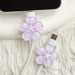 2pcs Cherry Blossom Cable Protector Cord Saver Sleeve Data Line Protection Kit For iPhone/Type-C Charging Interface