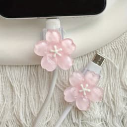 2pcs Cherry Blossom Cable Protector Cord Saver Sleeve Data Line Protection Kit For iPhone/Type-C Charging Interface