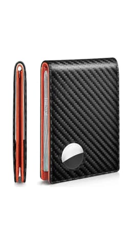 Mens Wallet Card Holder for Smart Wallet for Men Compatible with Apple Air Tag RFID Blocking Slim Carbon Fiber AirTag Wallet