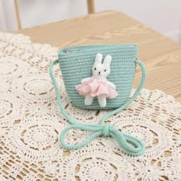 Cartoon Bunny Mini Straw Bag Summer Beach Zipper Handmade Woven Kid Messenger Bags Coin Purse Photo Props Crossbody Handbag
