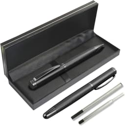 1 Set of Ballpoint Pen and Rollerball Pen with Two Replaceable Pen Refills and Gift Box, Suitable for Business, School, Journaling