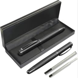 1 Set of Ballpoint Pen and Rollerball Pen with Two Replaceable Pen Refills and Gift Box, Suitable for Business, School, Journaling