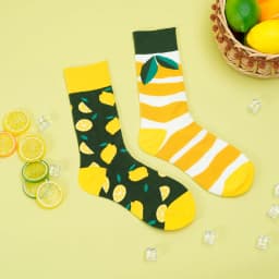 1 Pair Unisex Lemon Pattern AB Style Comfy Breathable Mid Tube Socks Suit In All Seasons For Daily