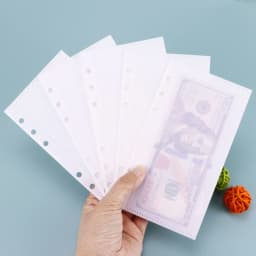 A6 5Pcs Colorful Binder Pockets Binder Zipper Folders for 6Ring Notebook Divider Page Waterproof PVC Leaf Document Filing Bag
