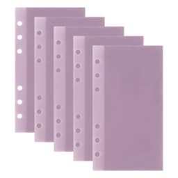 A6 5Pcs Colorful Binder Pockets Binder Zipper Folders for 6Ring Notebook Divider Page Waterproof PVC Leaf Document Filing Bag
