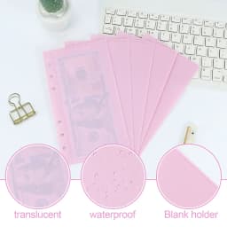 A6 5Pcs Colorful Binder Pockets Binder Zipper Folders for 6Ring Notebook Divider Page Waterproof PVC Leaf Document Filing Bag