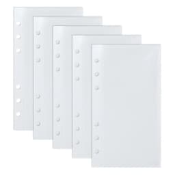 A6 5Pcs Colorful Binder Pockets Binder Zipper Folders for 6Ring Notebook Divider Page Waterproof PVC Leaf Document Filing Bag