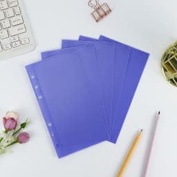 A6 5Pcs Colorful Binder Pockets Binder Zipper Folders for 6Ring Notebook Divider Page Waterproof PVC Leaf Document Filing Bag