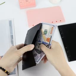 A6 5Pcs Colorful Binder Pockets Binder Zipper Folders for 6Ring Notebook Divider Page Waterproof PVC Leaf Document Filing Bag