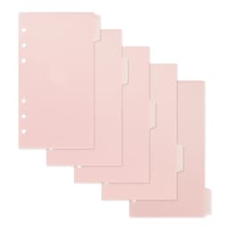 A6 5Pcs Colorful Binder Pockets Binder Zipper Folders for 6Ring Notebook Divider Page Waterproof PVC Leaf Document Filing Bag