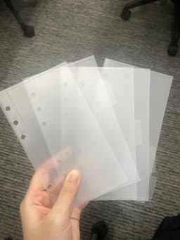 A6 5Pcs Colorful Binder Pockets Binder Zipper Folders for 6Ring Notebook Divider Page Waterproof PVC Leaf Document Filing Bag