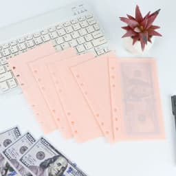 A6 5Pcs Colorful Binder Pockets Binder Zipper Folders for 6Ring Notebook Divider Page Waterproof PVC Leaf Document Filing Bag