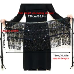 Stage Performance Belly Dance Layer Sequins Tassel Chain Belts Skirt Wrap Club Indian Latin Hula Dancer Beach Hip Waist Scarf