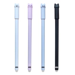 Kawaii Cat Erasable Gel Pen 0.5mm Magic Ink Blue Black Pen Set With Rubber Eraser Creative School Kid's Gifts Stationery