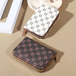Zipper Around Credit Card Holder, Mini Printed Clutch Coin Purse, Portable Card Wallet With Multi Card Slots