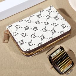 Zipper Around Credit Card Holder, Mini Printed Clutch Coin Purse, Portable Card Wallet With Multi Card Slots