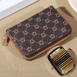 Zipper Around Credit Card Holder, Mini Printed Clutch Coin Purse, Portable Card Wallet With Multi Card Slots