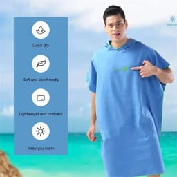 Adult men hooded bath towel microfiber Quick drying beach bathrobe Cape surf poncho for outdoor sandbeach from China