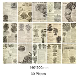 Journamm 30pcs/pack Vintage Newspaper Style Materials Paper Lightweight Paper DIY Scrapbooking Collage Junk Journal Decor Paper
