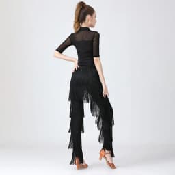 Women's Tassels Fringe Dance Pants Ballroom Latin Tango Salsa Practice Performance Dancing Costume Pants Blakc Blue Red