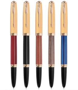 Jinhao 85 Fountain Pen Wood / Copper Material Gold Arrow Clip Luxury Elegant Pens Writing Pen Stationery Office School Supplies
