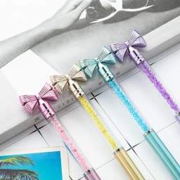 10Pcs/Lot Cute Bow Knot Ballpoint Pens Bow-tie Rotating Crystal Writing Gel Pen Black Blue Ink Office Supplies School Stationery