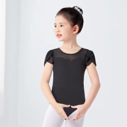 Girls Cotton Back Bowknot Ballet Dance Leotards Children Flower Bud Sleeve Mesh Splice Gymnastics Bodysuit