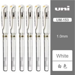 6pcs Japan UNI 1.0mm Gel Pens UM-153 Smooth Non-smudge High-gloss White Pen Wedding Meeting Signature Art Supplies Stationery