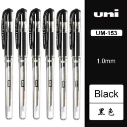 6pcs Japan UNI 1.0mm Gel Pens UM-153 Smooth Non-smudge High-gloss White Pen Wedding Meeting Signature Art Supplies Stationery