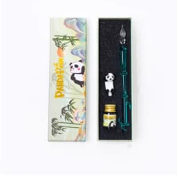 China-Chic Cute Panda Series Glass Dip Pen Writing Pen Gift Box Cartoon Student Crystal Glass