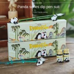 China-Chic Cute Panda Series Glass Dip Pen Writing Pen Gift Box Cartoon Student Crystal Glass