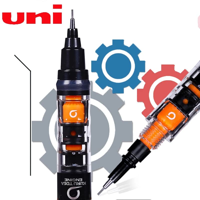 UNIStationery Automatic Mechanical Pencil Anti Slip Grip Pen Scalable Pen Tip 0.5mm Refill Rotating Rotation Anti-breaking Core