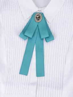 Korean Style Cotton Ribbon Solid Bow Tie Brooch For Women Crystal Collar Shirts Dress Necktie Ladies Fashion Jewelry Accessories