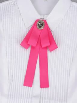 Korean Style Cotton Ribbon Solid Bow Tie Brooch For Women Crystal Collar Shirts Dress Necktie Ladies Fashion Jewelry Accessories