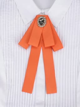 Korean Style Cotton Ribbon Solid Bow Tie Brooch For Women Crystal Collar Shirts Dress Necktie Ladies Fashion Jewelry Accessories