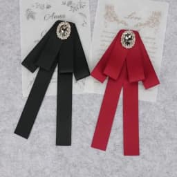Korean Style Cotton Ribbon Solid Bow Tie Brooch For Women Crystal Collar Shirts Dress Necktie Ladies Fashion Jewelry Accessories