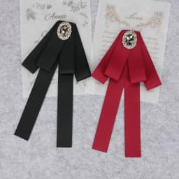 Korean Style Cotton Ribbon Solid Bow Tie Brooch For Women Crystal Collar Shirts Dress Necktie Ladies Fashion Jewelry Accessories
