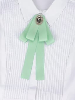 Korean Style Cotton Ribbon Solid Bow Tie Brooch For Women Crystal Collar Shirts Dress Necktie Ladies Fashion Jewelry Accessories