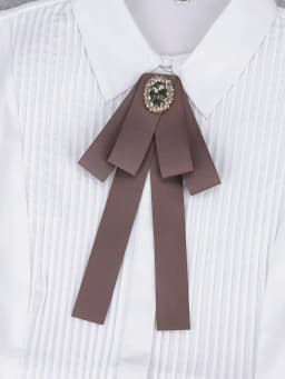 Korean Style Cotton Ribbon Solid Bow Tie Brooch For Women Crystal Collar Shirts Dress Necktie Ladies Fashion Jewelry Accessories