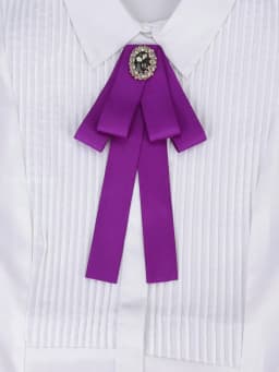 Korean Style Cotton Ribbon Solid Bow Tie Brooch For Women Crystal Collar Shirts Dress Necktie Ladies Fashion Jewelry Accessories