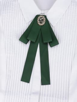 Korean Style Cotton Ribbon Solid Bow Tie Brooch For Women Crystal Collar Shirts Dress Necktie Ladies Fashion Jewelry Accessories