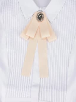 Korean Style Cotton Ribbon Solid Bow Tie Brooch For Women Crystal Collar Shirts Dress Necktie Ladies Fashion Jewelry Accessories