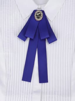 Korean Style Cotton Ribbon Solid Bow Tie Brooch For Women Crystal Collar Shirts Dress Necktie Ladies Fashion Jewelry Accessories
