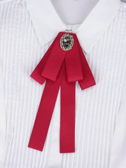 Korean Style Cotton Ribbon Solid Bow Tie Brooch For Women Crystal Collar Shirts Dress Necktie Ladies Fashion Jewelry Accessories